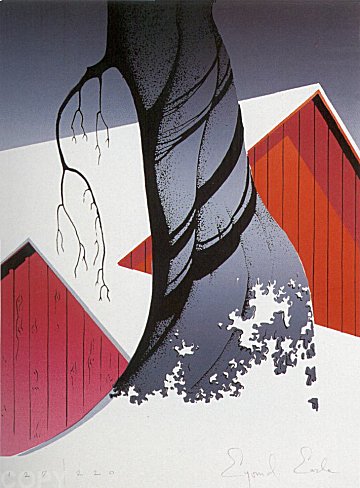 Red Barn and Gray Sky