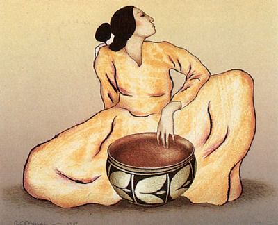 Woman With Tulip Bowl