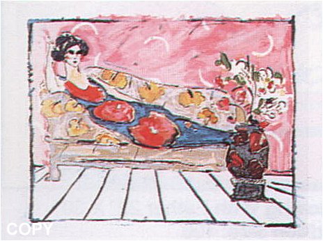 Lady on Couch - Blue