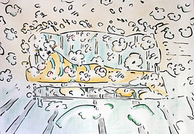 Lady on Couch - Yellow