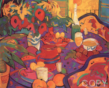 Mesa con Mantel Azul