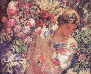 Joven con Cesto de Flores